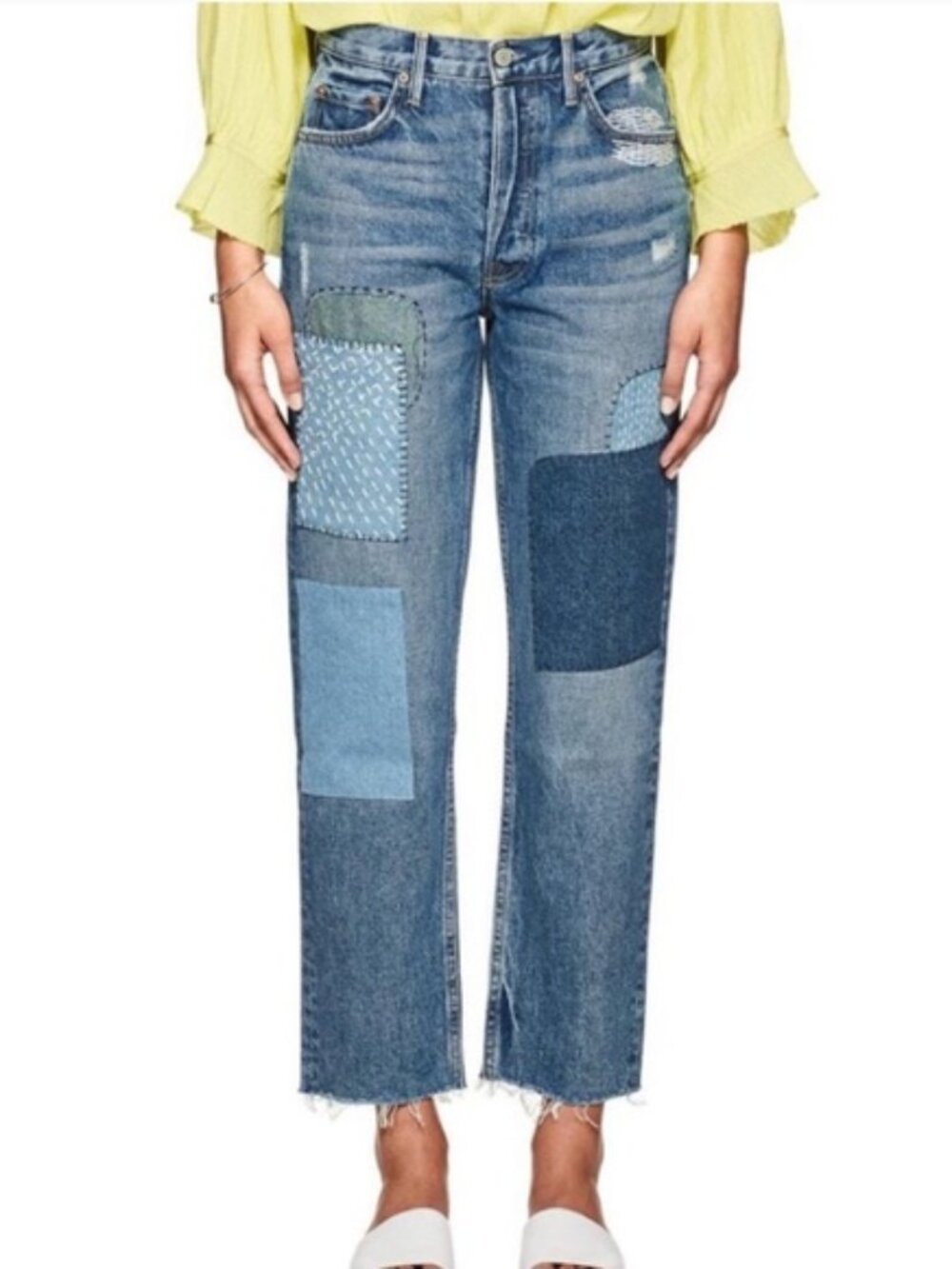 GRLFRND Helena Patchwork Embroidered Jeans